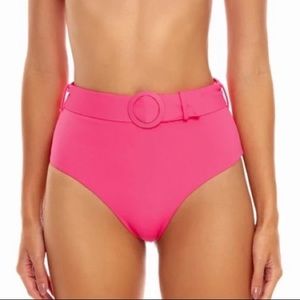 Agua Bendita Alicia Luau Pink High Waisted Belted Bikini Swim Bottom